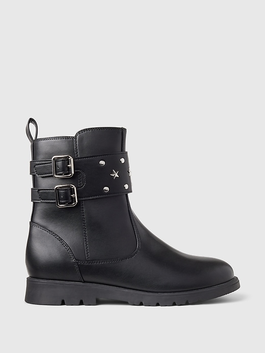 Image number 1 showing, Kids Studded Vegan Leather Moto Boots