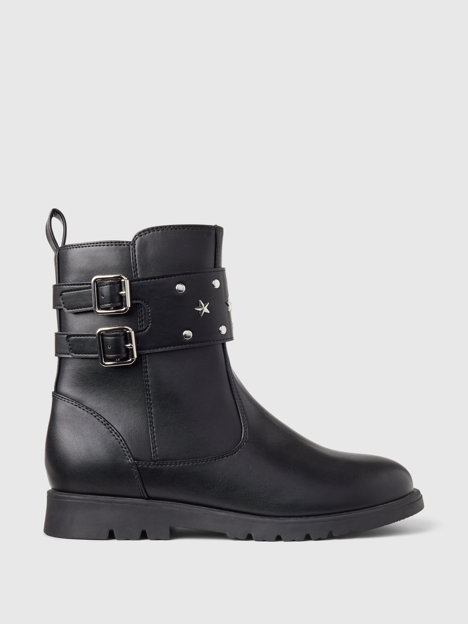 Kids Studded Vegan Leather Moto Boots