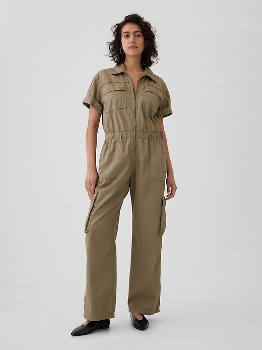 Image number 1 showing, Khaki Utility Jumpsuit