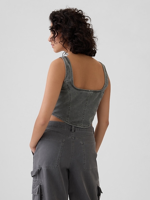 Image number 2 showing, Structured Twill Cropped Corset Tank