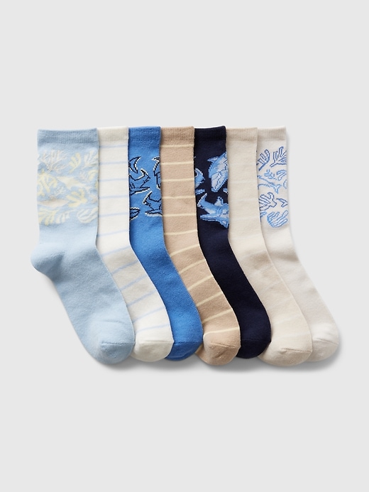 View large product image 1 of 1. Kids Printed Crew Socks (7-Pack)