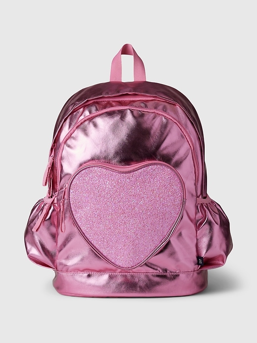 Image number 1 showing, Kids Recycled Metallic Heart Backpack