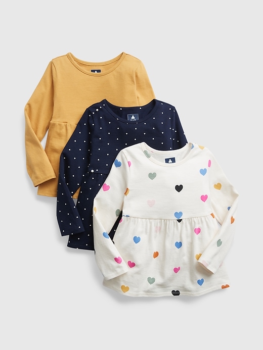 Image number 4 showing, Toddler 100% Organic Cotton Mix and Match Print Peplum Top (3-Pack)
