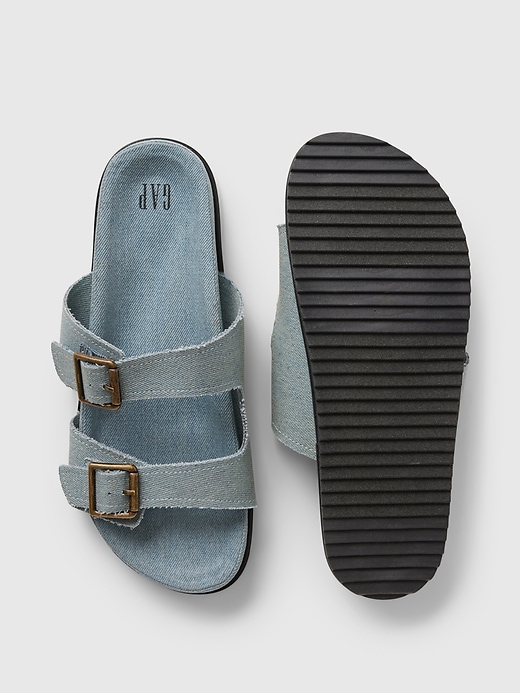Image number 3 showing, Denim Double Strap Sandals