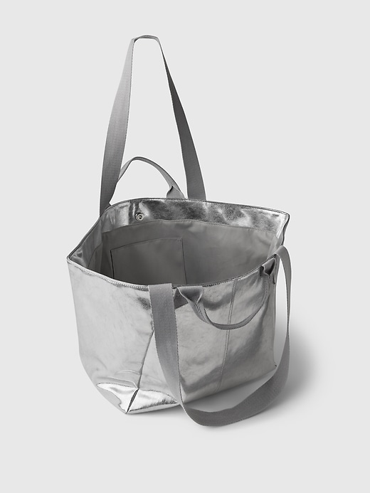 Image number 3 showing, Metallic Vegan Leather Tote Bag