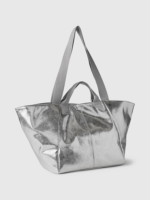 Image number 2 showing, Metallic Vegan Leather Tote Bag