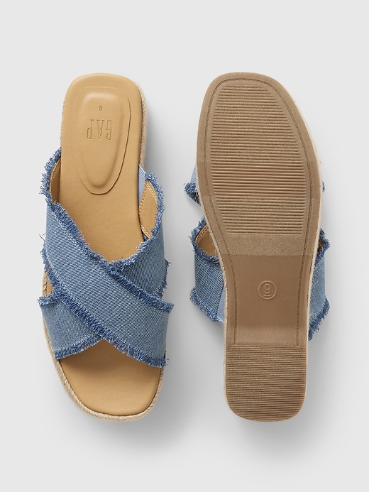 Image number 3 showing, Denim Espadrille Platform Sandals