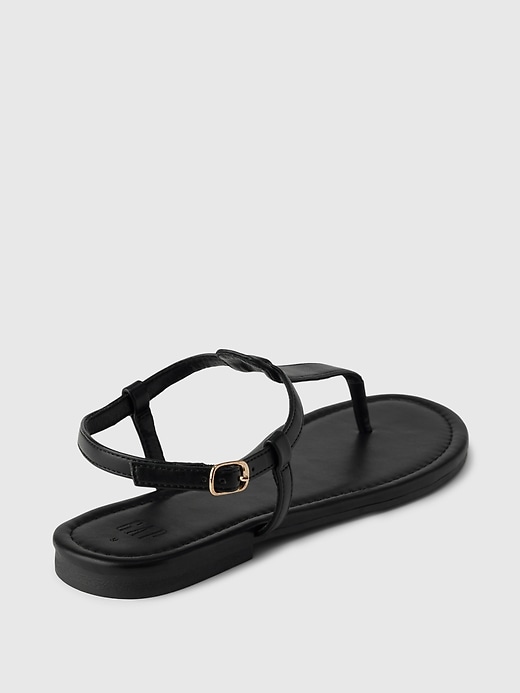 Image number 4 showing, Vegan Leather T-Strap Sandals