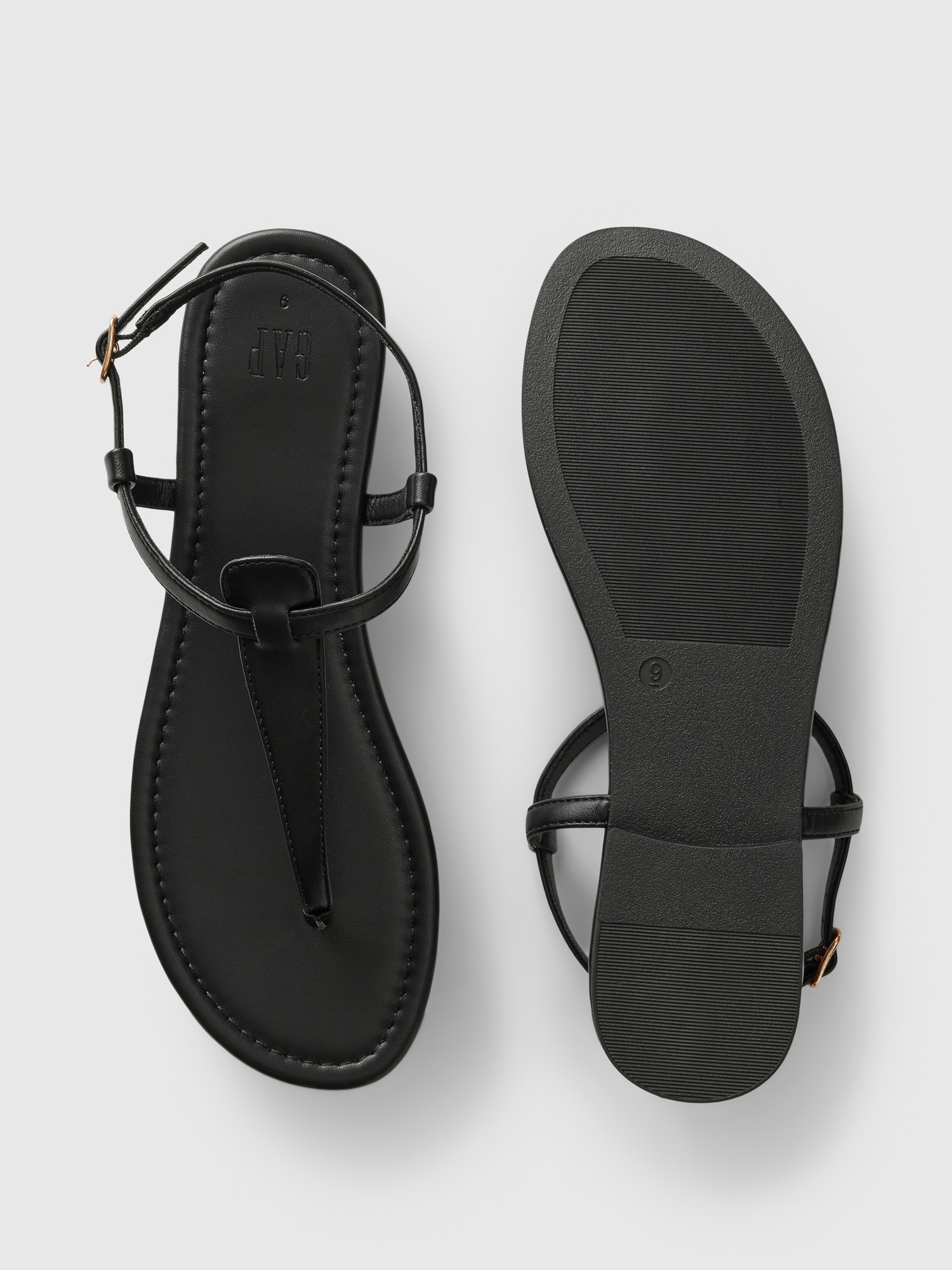 Vegan Leather T-Strap Sandals | Gap