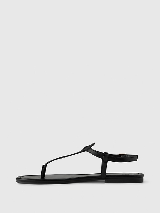 Image number 5 showing, Vegan Leather T-Strap Sandals