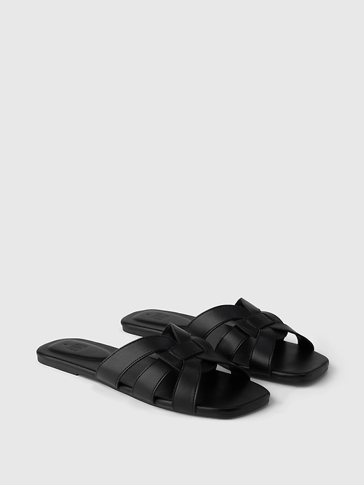 Image number 2 showing, Vegan Leather Cross Strap Sandals