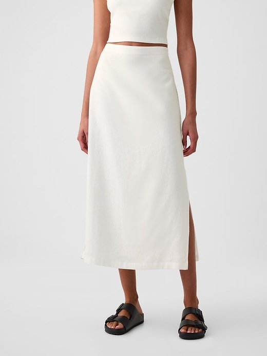 Image number 3 showing, Linen-Blend Maxi Skirt