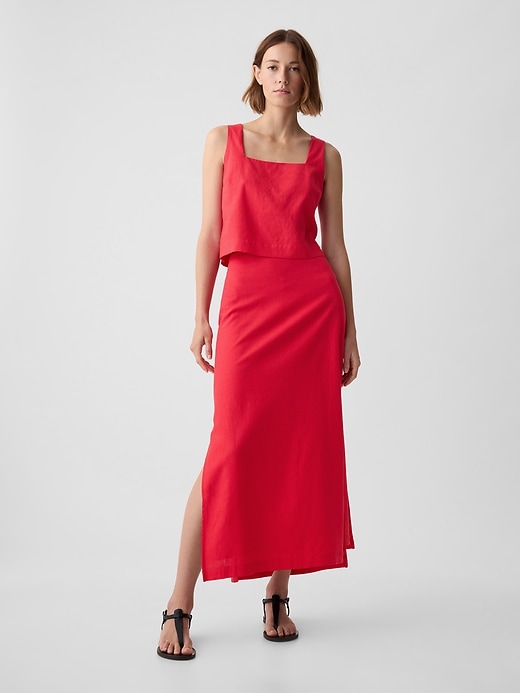 Image number 1 showing, Linen-Blend Maxi Skirt
