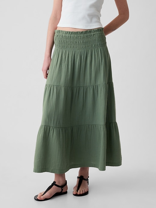 Image number 3 showing, Crinkle Gauze Tiered Maxi Skirt