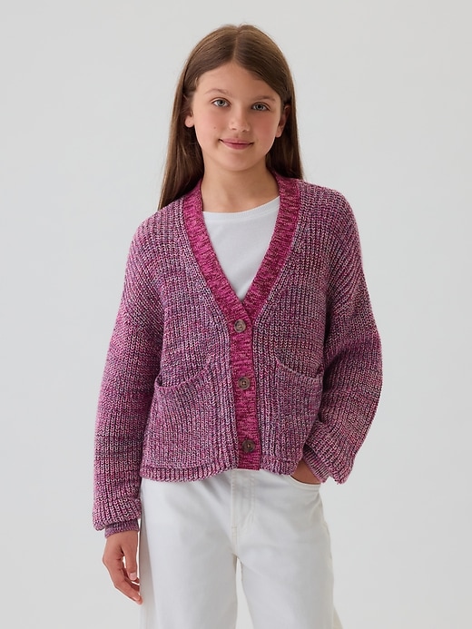 Image number 1 showing, Kids Shaker-Stitch Cropped Cardigan