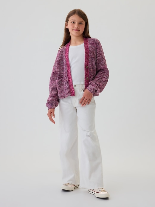 Image number 3 showing, Kids Shaker-Stitch Cropped Cardigan