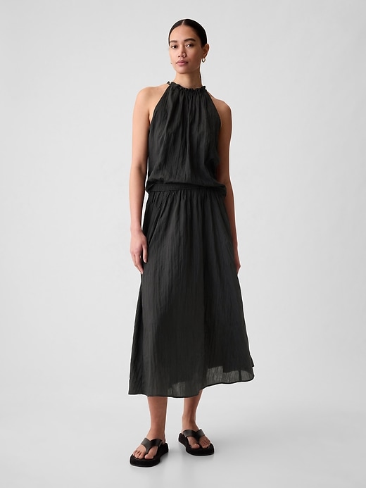Image number 1 showing, Textured Crinkle Pull-On Midi Skirt