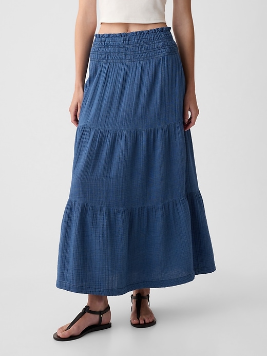 Image number 3 showing, Crinkle Gauze Denim Maxi Skirt