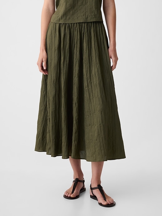 Image number 3 showing, Textured Crinkle Pull-On Midi Skirt