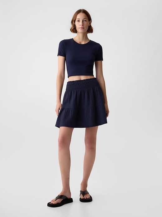 Image number 1 showing, Crinkle Gauze Tiered Mini Skirt