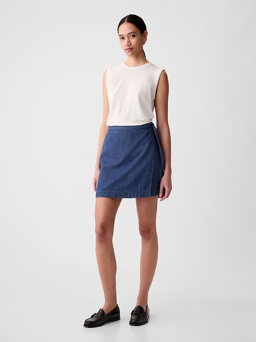 Image number 1 showing, Denim Wrap Mini Skirt