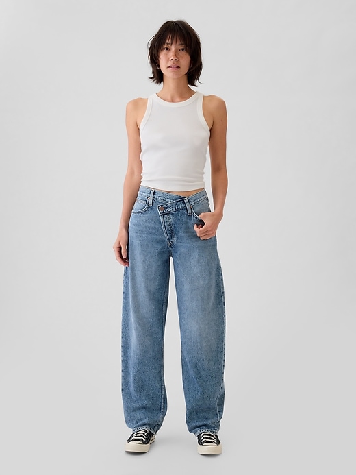 Image number 1 showing, High Rise Crossover Barrel Jeans