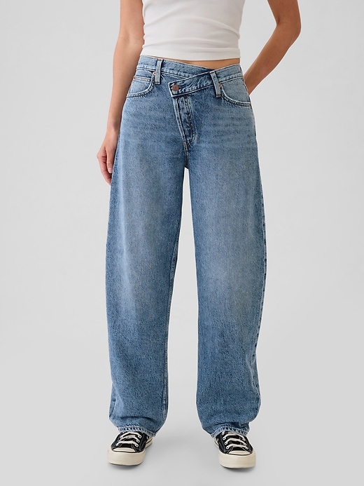 Image number 2 showing, High Rise Crossover Barrel Jeans