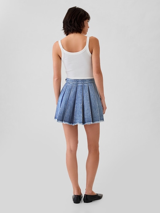 Image number 2 showing, Pleated Denim Mini Skirt