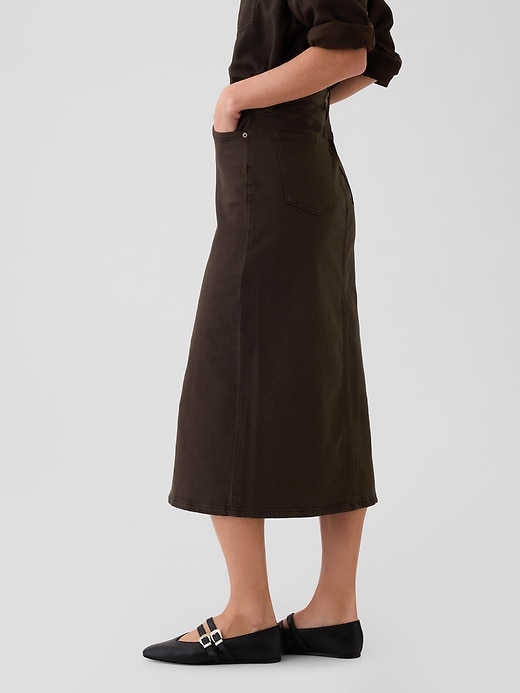 Image number 3 showing, Denim Midi Skirt