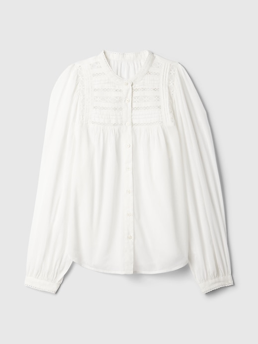 Image number 5 showing, Puff Sleeve Lace-Trim Shirt