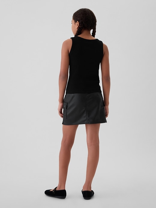 Image number 2 showing, Kids Recycled Vegan Leather Cargo Skirt