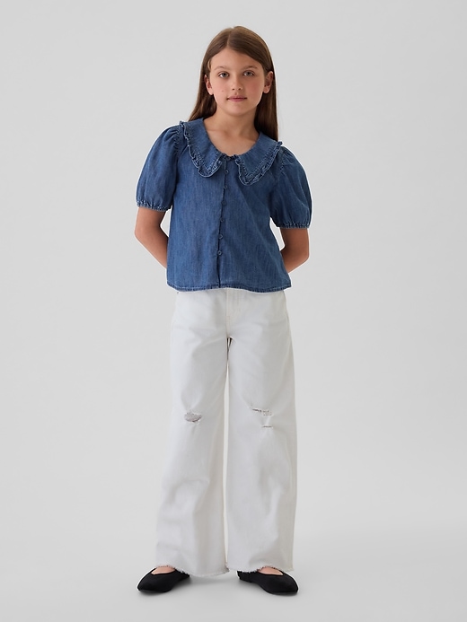 Image number 3 showing, Kids Ruffle Collar Denim Shirt