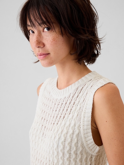 Image number 4 showing, Linen-Cotton Textured Knit Tank Top