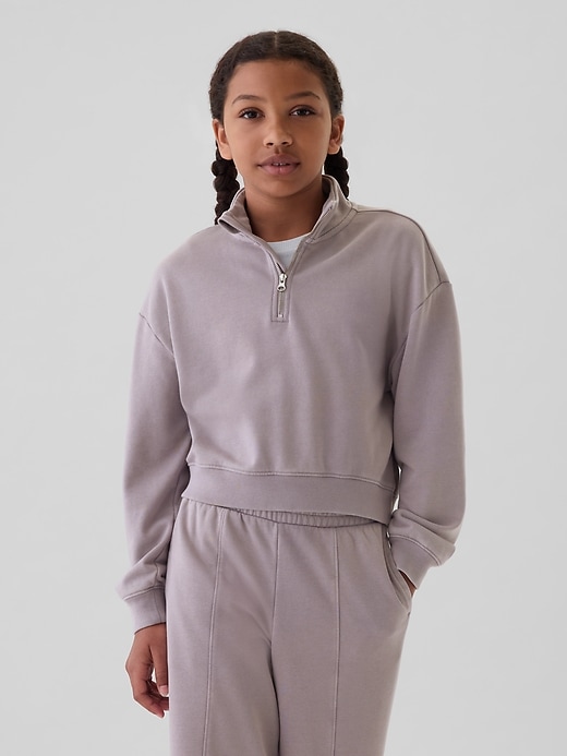 Image number 1 showing, Kids Vintage Soft Half-Zip Cropped Pullover