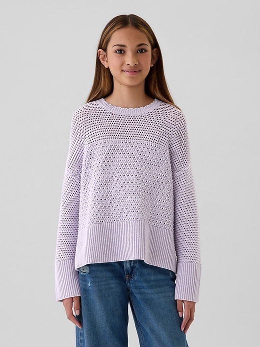 Image number 1 showing, Kids Crochet Boxy Sweater