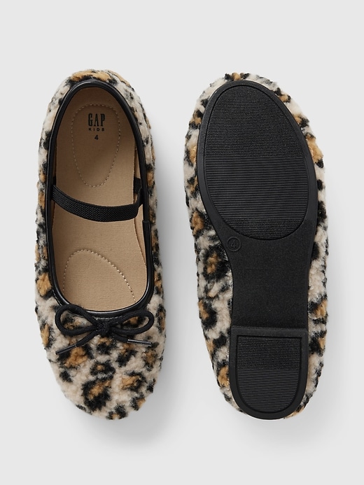 Image number 3 showing, Kids Sherpa Leopard Ballet Flats