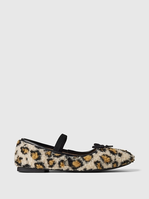 Image number 1 showing, Kids Sherpa Leopard Ballet Flats