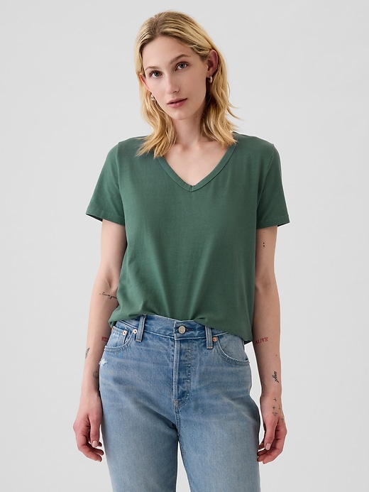 Image number 1 showing, Organic Cotton Vintage V-Neck T-Shirt