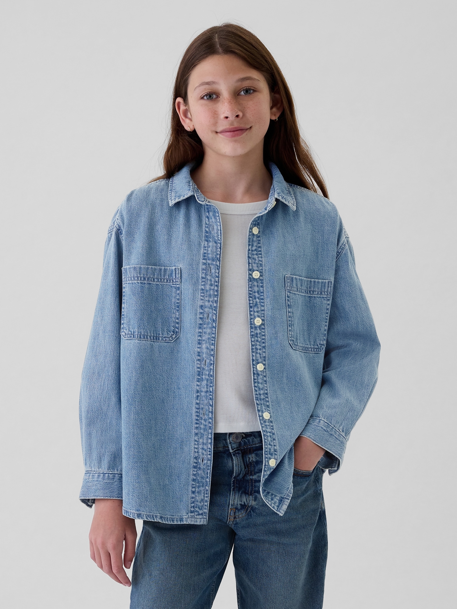 Kids Oversized Denim Shirt