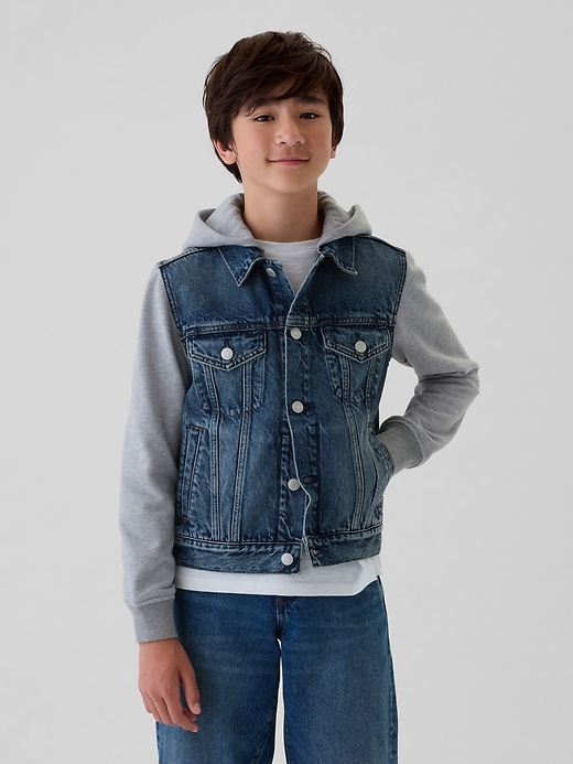 Image number 1 showing, Kids Hooded Icon Denim Jacket