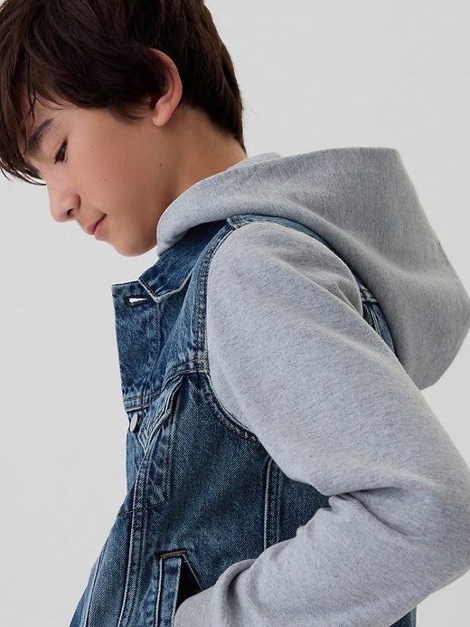 Image number 4 showing, Kids Hooded Icon Denim Jacket