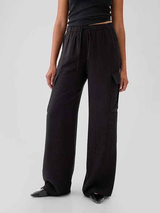 Image number 2 showing, High Rise Crinkle Texture Pull-On Cargo Pants