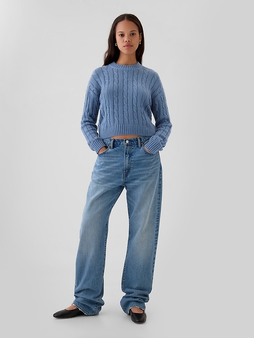 Image number 3 showing, Cable-Knit Cropped Sweater