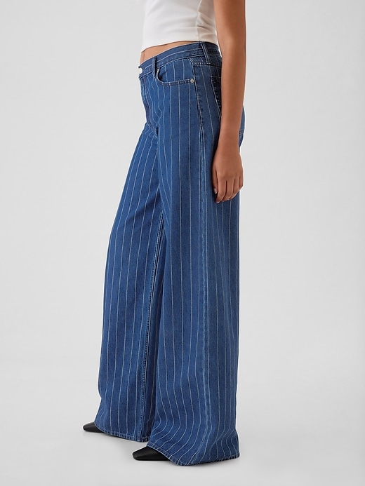 Image number 3 showing, Mid Rise Pinstripe Baggy Jeans