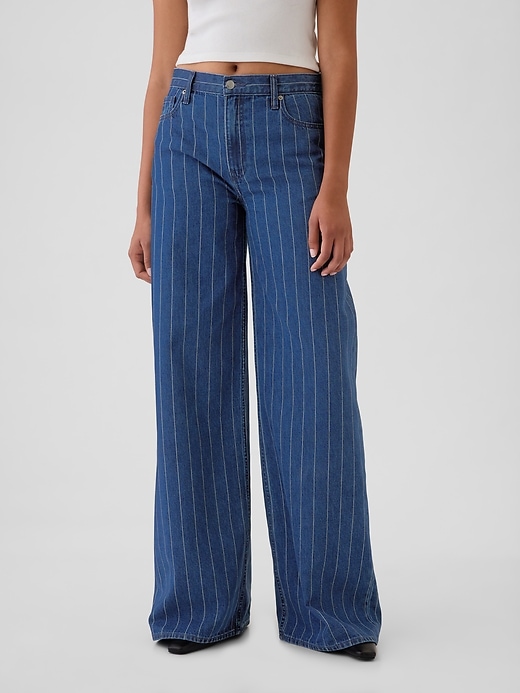 Image number 2 showing, Mid Rise Pinstripe Baggy Jeans