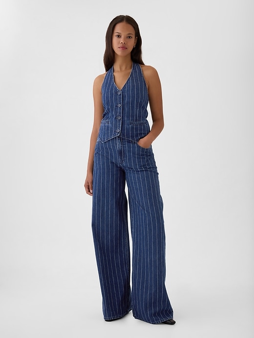 Image number 3 showing, Pinstripe Denim Halter Vest