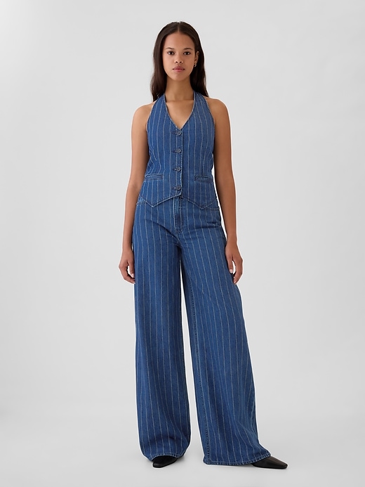 Image number 1 showing, Mid Rise Pinstripe Baggy Jeans