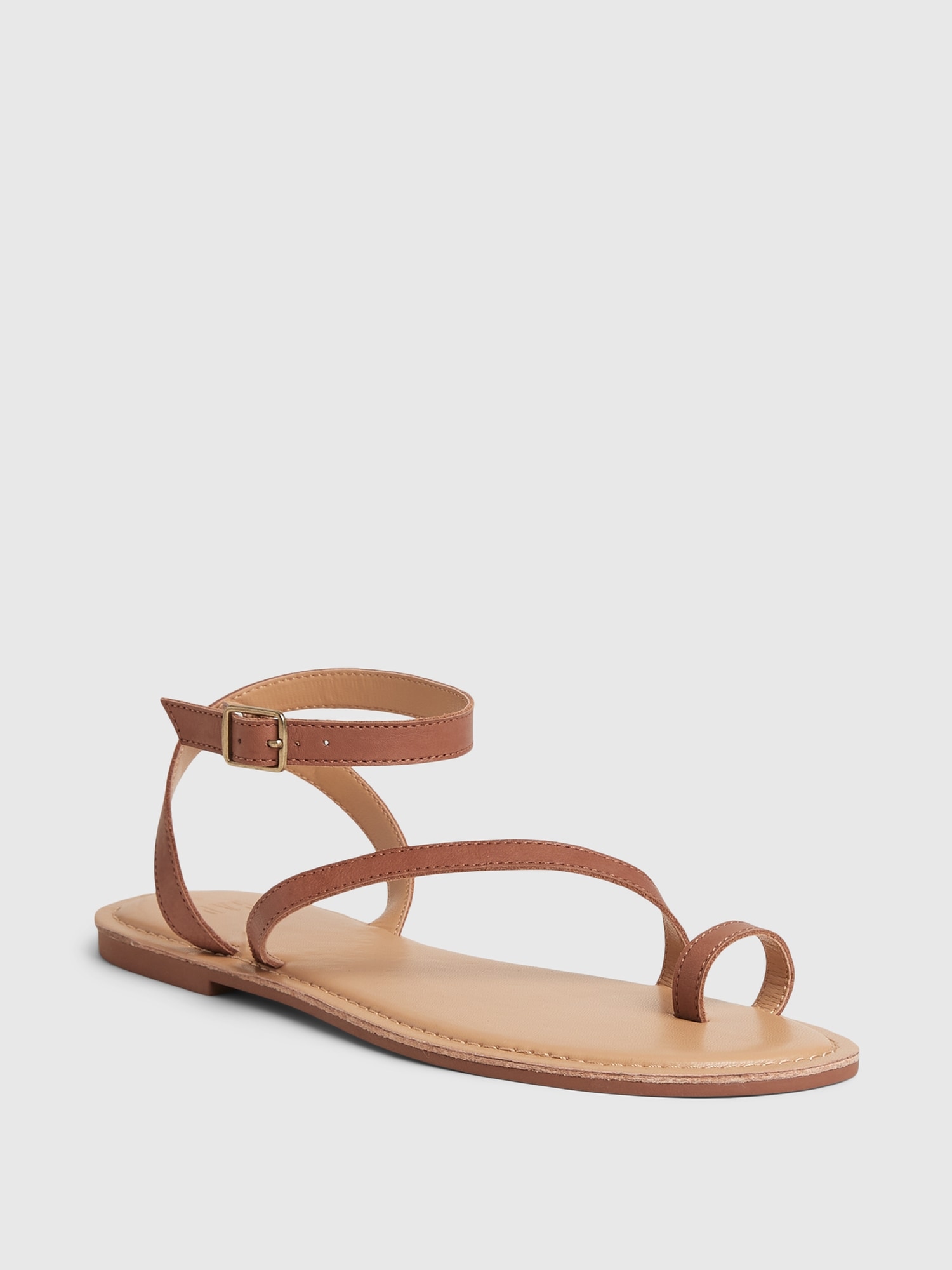 Leather Ankle Wrap Strappy Sandals