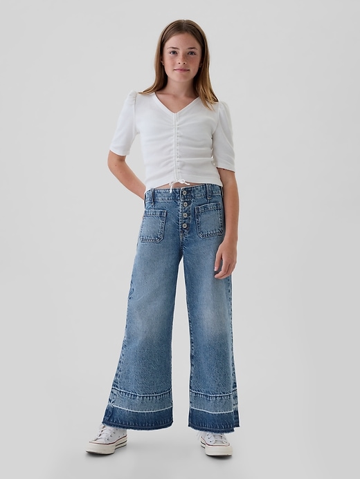 Image number 1 showing, Kids High Rise Stride Wide-Leg Ankle Jeans