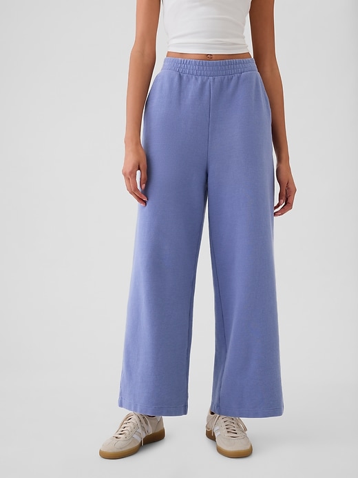 Image number 3 showing, Textured Wide-Leg Ankle Sweatpants